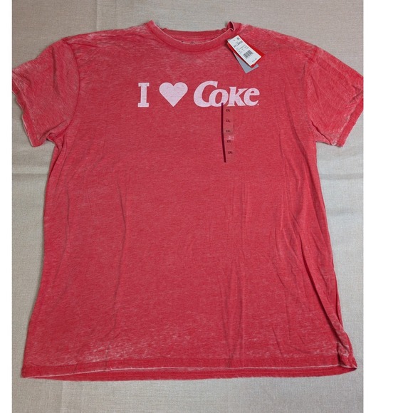 Coca-Cola Graphic Tee Mens XXL Red NWT I Heart Coke Short Sleeve Shirt